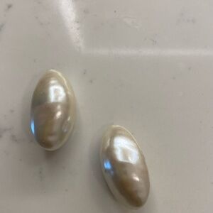 Vintage White Pearl Earrings with Iridescent Sheen